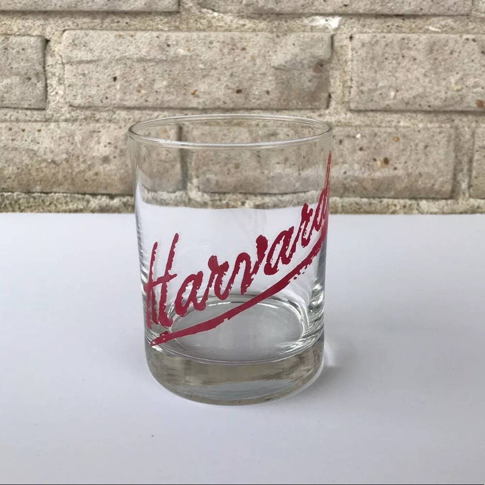 Vintage Harvard 80s Rocks Glass 4 inches Tall
